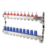 Коллектор с расходомерами,  дренажным краном и краном Маевского. 10 вых.