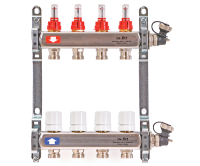 Коллекторная группа из нержавеющей стали с расходомерами и термостатическими вентилями 11 выходов Uni-Fitt