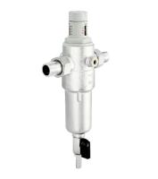 Фильтр промывной с редуктором давления с отверстием под аксиальный манометр хромированный 1/2" Uni-Fitt