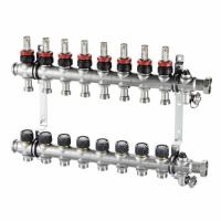 Коллекторная группа Oventrop Multidis SF 4, выхода 3/4" ЕК, нержавеющая сталь, со встроенными ротаметрами 1404354