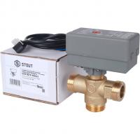 3-Ходовой зональный клапан, сервопривод 230V, с кабелем 1м., НР 1" Stout SVM-0070-300025