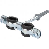 Двойной хомут Stout для труб, комплект: хомут+шпилька шуруп +дюбель пластиковый 3/8"(15-19)