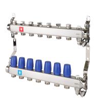 Коллектор без расходомеров, c дренажным краном и краном Маевского, 7 вых.