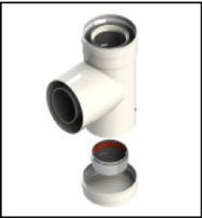 [GROPPALLI] [A03.005.000180] GROPPALLI Тройник коаксиальный  Ø 80/125 с заглушкой для конвекционных котлов A03.005.000180 {белый}