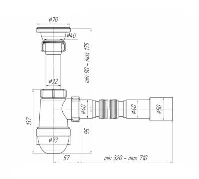 Сифон АНИ ф40 УНИВ. С ГОФРОЙ 40-40/50 C0115
