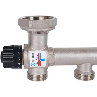 Насосно-смесительный узел с термостатическим клапаном 20-43°C и жидкокристаллическим термометром, без насоса Stout SDG-0120-005000