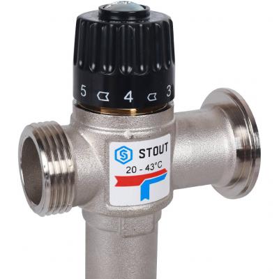 Насосно-смесительный узел с термостатическим клапаном 20-43°C и жидкокристаллическим термометром, без насоса Stout SDG-0120-005000