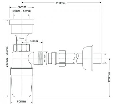 Сифон McALPINE ДЛЯ ПИССУАРА ф32 HC2P